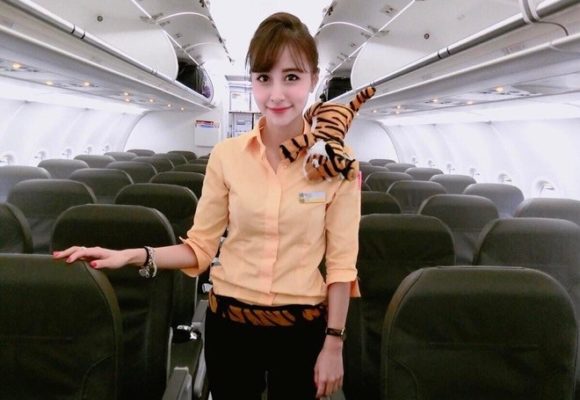 Taiwanese flight attendants have a taste to show off their figure